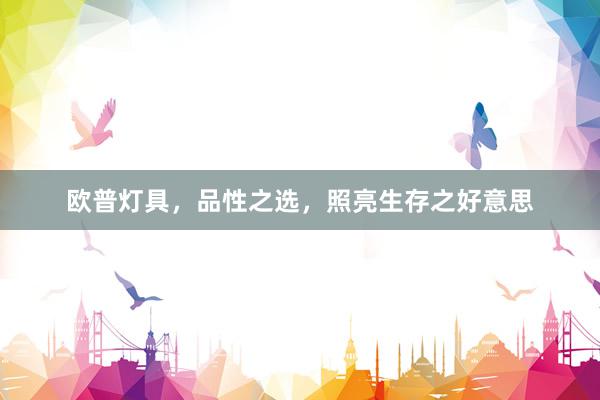 欧普灯具，品性之选，照亮生存之好意思