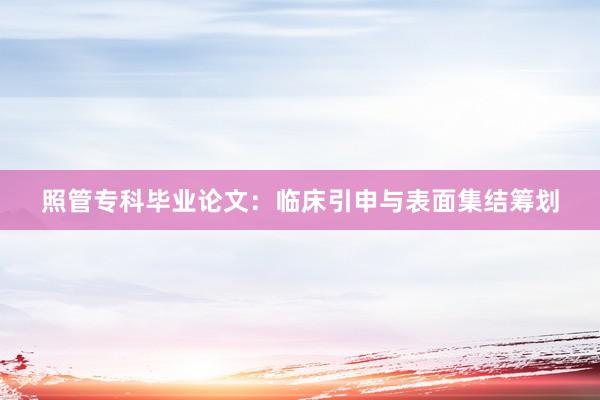 照管专科毕业论文:临床引申与表面集结筹划
